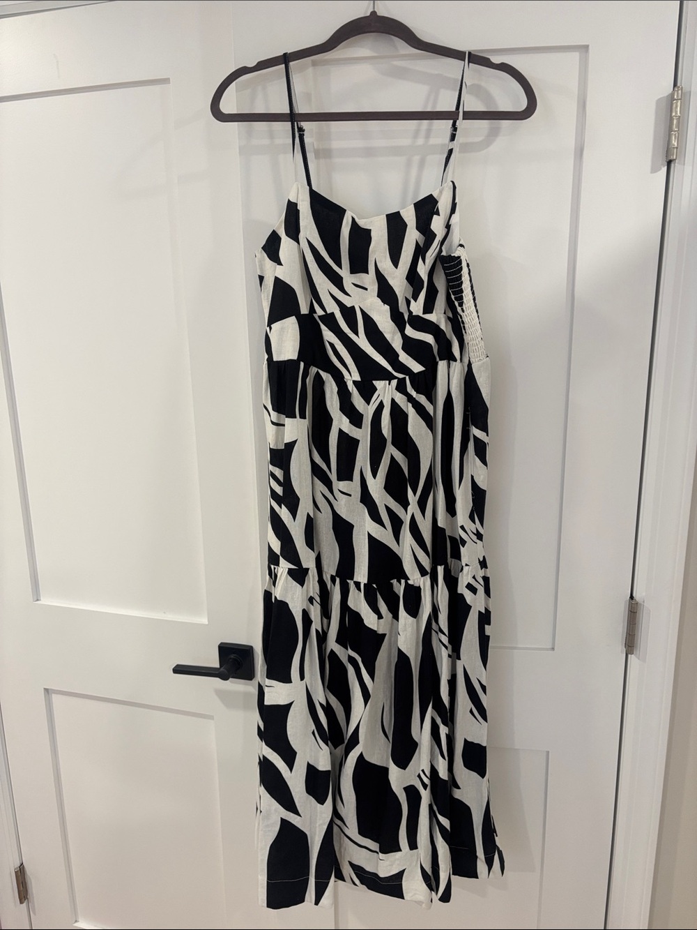 Rachel Zoe Black and White Abstract Tiered Maxi Dress